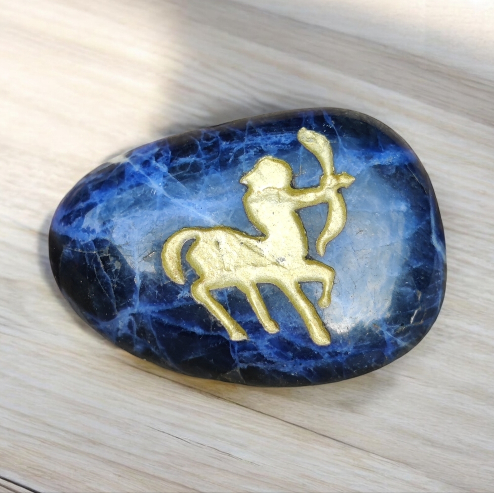 Sagittarius sodalite healing palm stone or decor